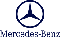 Mercedes-Benz Logo auf deep navyblauem Hintergrund, symbolisiert Luxus, Vertrauen und Eleganz.